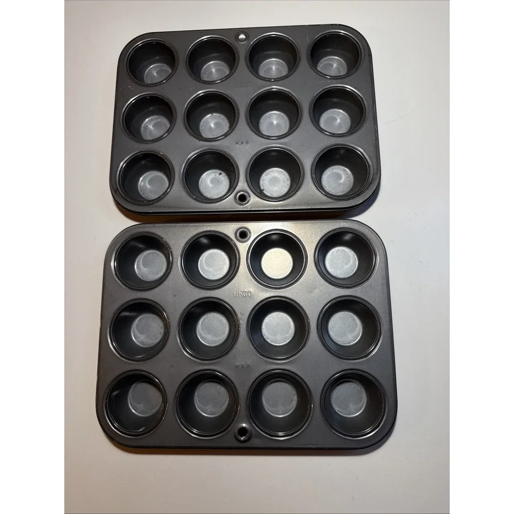 Ekco Mini Cupcake Pan Lot Of 2 Holds 12 Cupcakes Each‎ 7.5